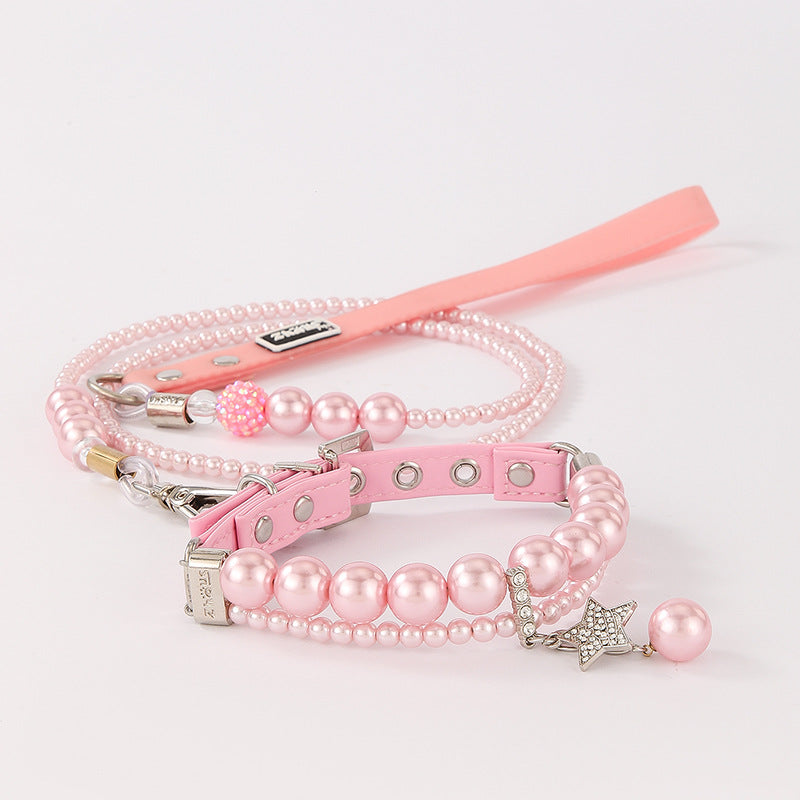Boutique Pearl Pet Collar and Leash Set – Elegant & Lightweight