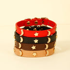 Star & Moon Studded PU Leather Dog Collar