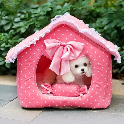 Pink Dot Lace Princess Dog House
