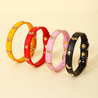 Star & Moon Studded PU Leather Dog Collar