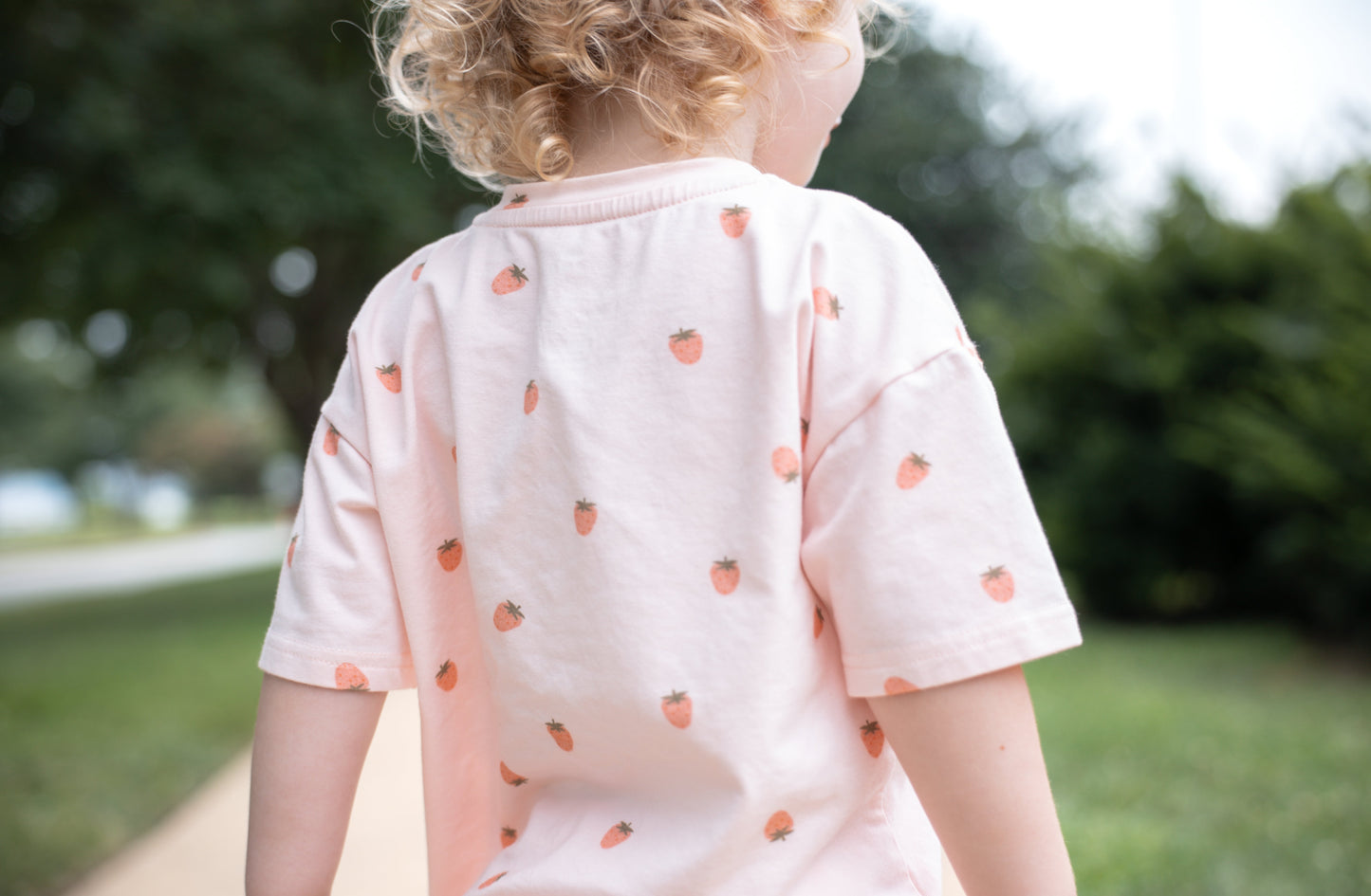 Organic Cotton Strawberry Print Shorts Set Toddler / Kids