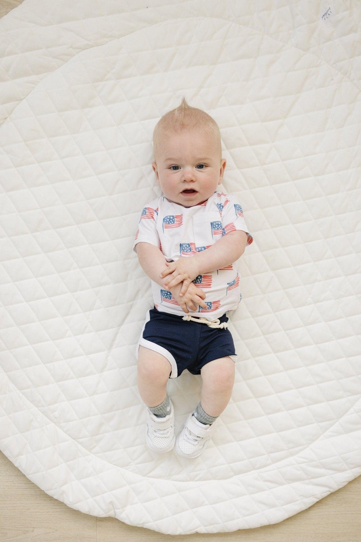 Navy Blue Bamboo Baby Track Shorts